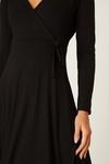 Dorothy Perkins Petite Black Long Sleeve Wrap Midi Dress thumbnail 4