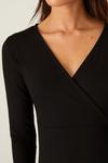 Dorothy Perkins Petite Black Long Sleeve Wrap Midi Dress thumbnail 5