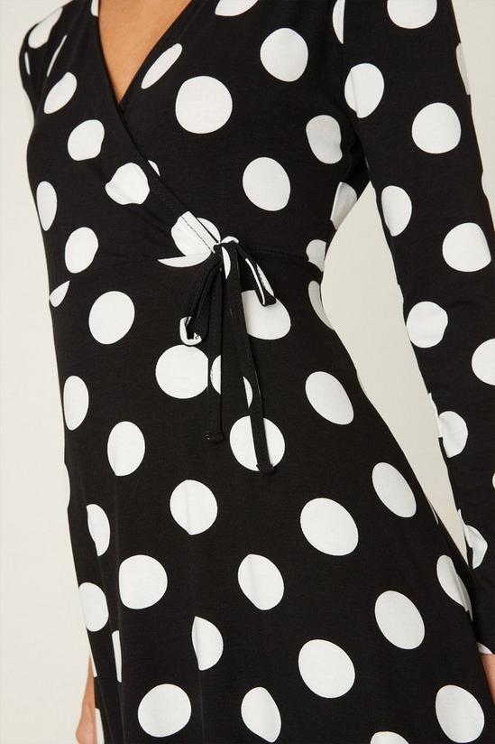 Dorothy Perkins Petite Spot Long Sleeve Wrap Midi Dress 4