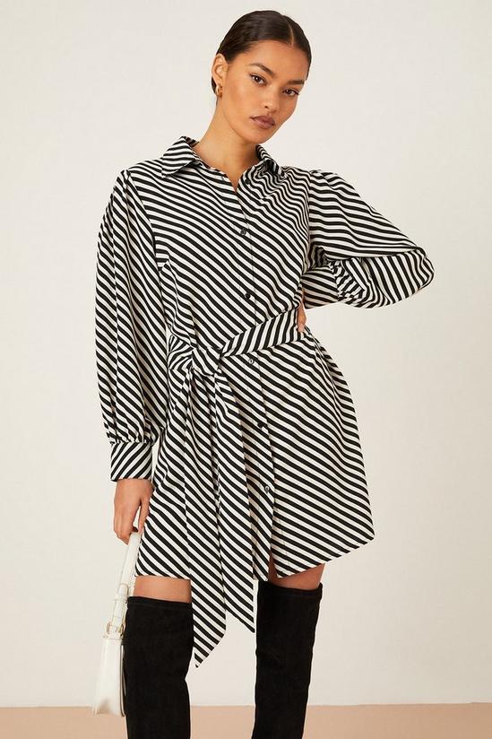 Dorothy Perkins Petite Mono Stripe Mini Shirt Dress 1