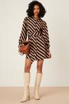 Dorothy Perkins Camel Stripe Belted Mini Shirt Dress thumbnail 1