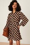 Dorothy Perkins Camel Stripe Belted Mini Shirt Dress thumbnail 2