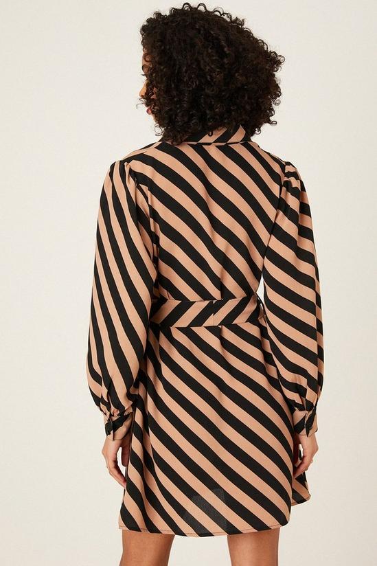 Dorothy Perkins Camel Stripe Belted Mini Shirt Dress 3