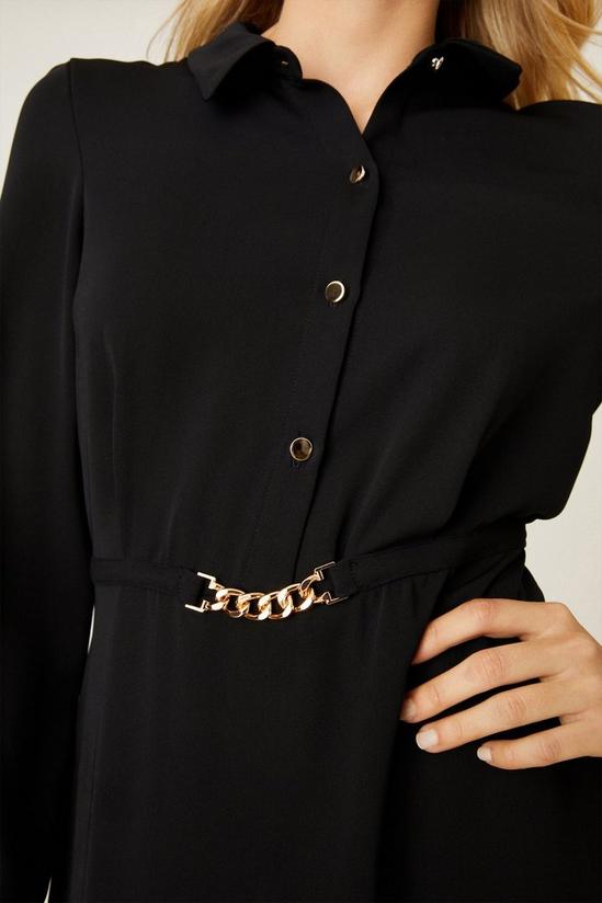Dorothy Perkins Black Chain Belt Mini Shirt Dress 4
