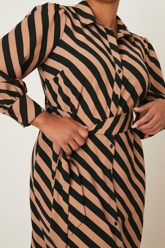 Dorothy Perkins Curve Camel Stripe Shirt Dress 4