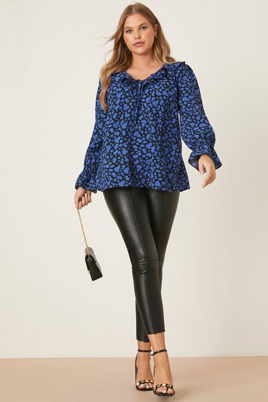 Dorothy Perkins Curve Blue Rose Ruffle Front Blouse 2