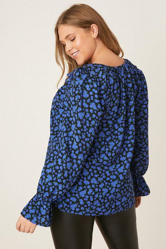 Dorothy Perkins Curve Blue Rose Ruffle Front Blouse 3