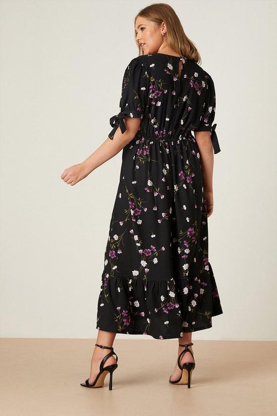 Dorothy Perkins Curve Lilac Floral Tie Sleeve Midi Dress 3