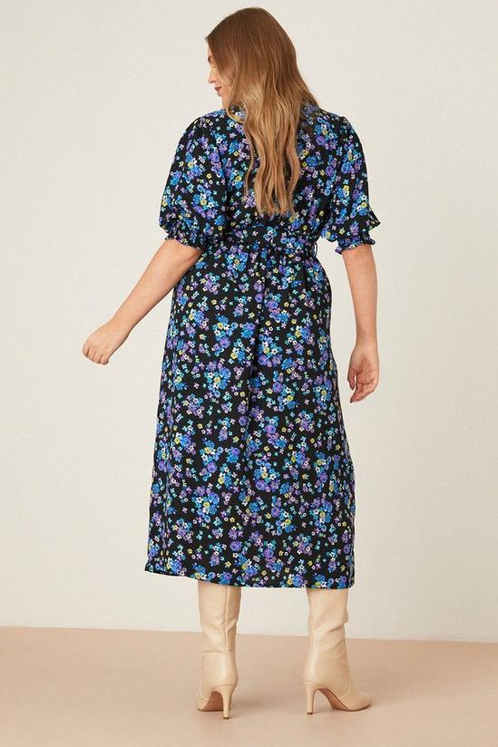 Dorothy Perkins Curve Lilac Floral Shirred Wrap Midi Dress 3