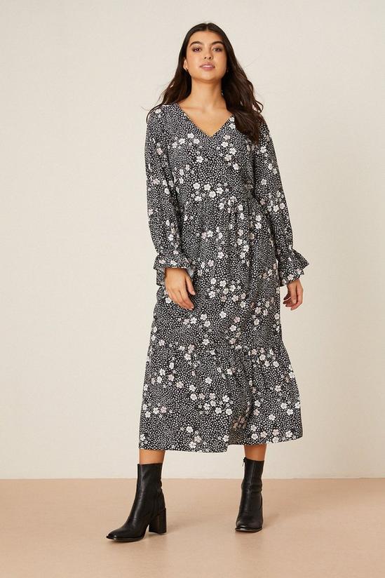 Dorothy Perkins Curve Floral Long Sleeve Tiered Midi Dress 2