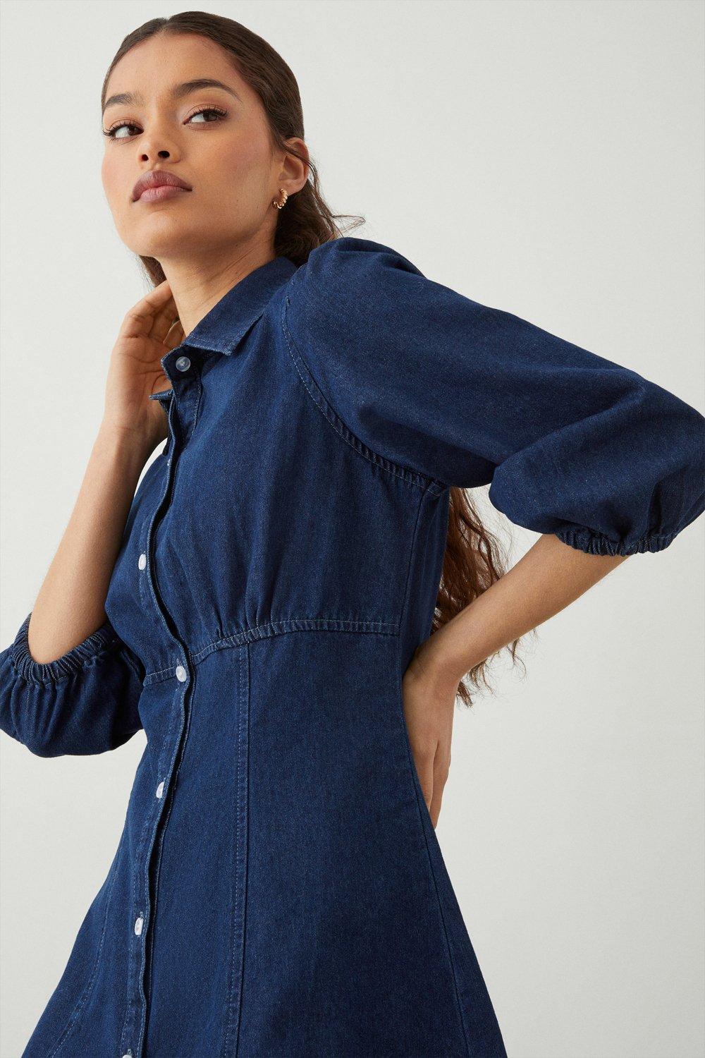 Petite cheap denim dress