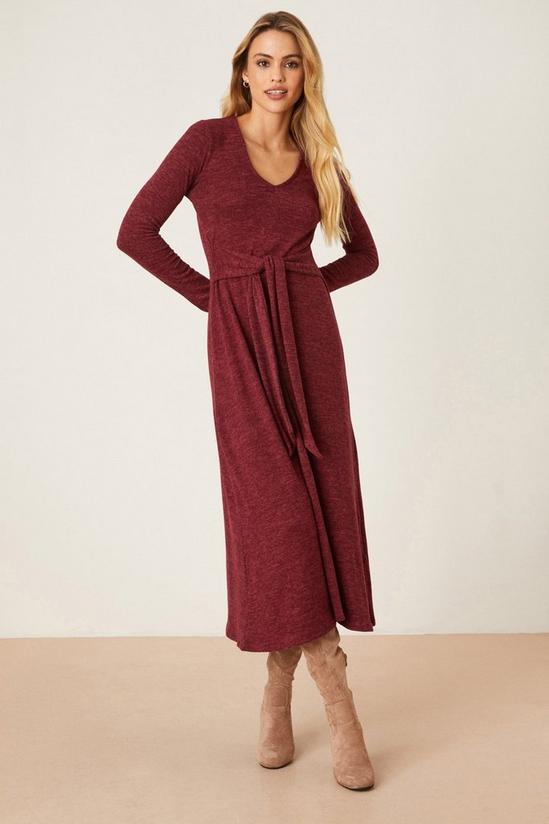 Dorothy Perkins Berry Tie Front Soft Touch Midi Dress 1