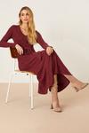 Dorothy Perkins Berry Tie Front Soft Touch Midi Dress thumbnail 2