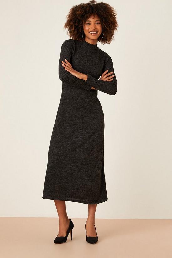 Dorothy Perkins Roll Neck  Charcoal Soft Touch Midi Dress 1