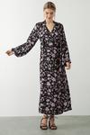Dorothy Perkins Tie Neck Floral Ruched Midi Dress thumbnail 1
