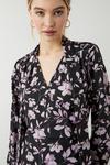 Dorothy Perkins Tie Neck Floral Ruched Midi Dress thumbnail 5