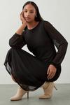 Dorothy Perkins Mesh Black Long Sleeve Midi Dress thumbnail 1