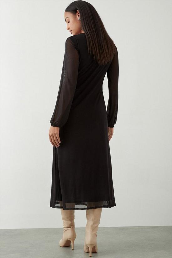 Dorothy Perkins Mesh Black Long Sleeve Midi Dress 3