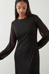 Dorothy Perkins Mesh Black Long Sleeve Midi Dress thumbnail 5