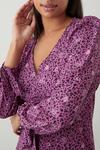 Dorothy Perkins Petite Tie Cuff Purple Floral Midi Dress thumbnail 4