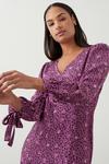 Dorothy Perkins Petite Tie Cuff Purple Floral Midi Dress thumbnail 5