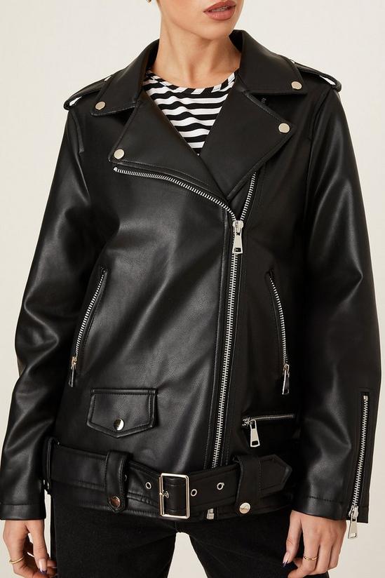 Dorothy Perkins Oversized Faux Leather Biker Jacket 4