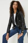 Dorothy Perkins Faux Leather Belted Biker Jacket thumbnail 1