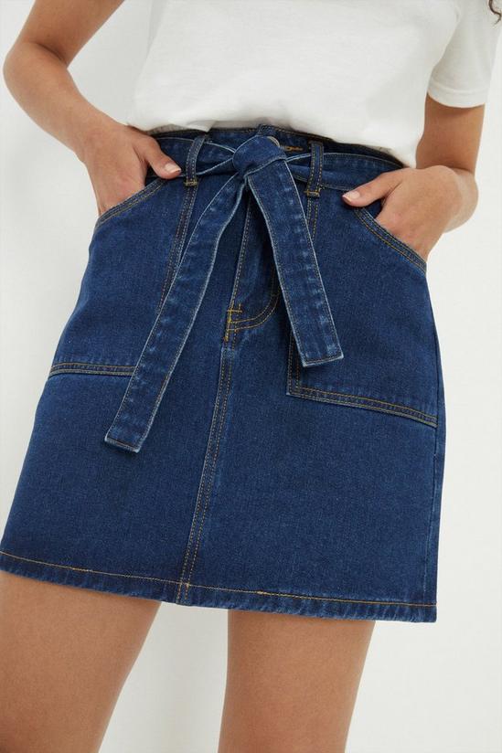 Dorothy Perkins Denim Tie Waist Mini Skirt 2