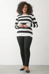 Dorothy Perkins Curve Striped Black And Ivory Button Cuff Jumper thumbnail 2