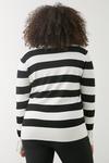 Dorothy Perkins Curve Striped Black And Ivory Button Cuff Jumper thumbnail 3