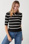 Dorothy Perkins Stripe Button Shoulder Knitted Top thumbnail 1