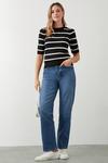 Dorothy Perkins Stripe Button Shoulder Knitted Top thumbnail 2