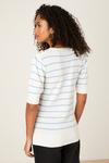 Dorothy Perkins Stripe Button Shoulder Half Sleeve Knitted Top thumbnail 3