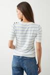 Dorothy Perkins Petite Stripe Button Shoulder Half Sleeve Knitted Top thumbnail 3