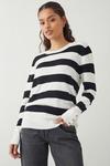 Dorothy Perkins Petite Stripe Button Cuff Knitted Jumper thumbnail 1