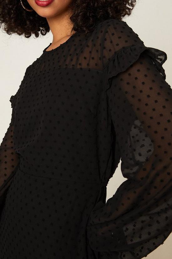 Dorothy Perkins Black Textured Spot Long Sleeve  Mini Dress 4