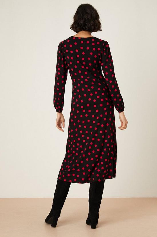 Dorothy Perkins Pink Spot Print Long Sleeve Wrap Midi Dress 3