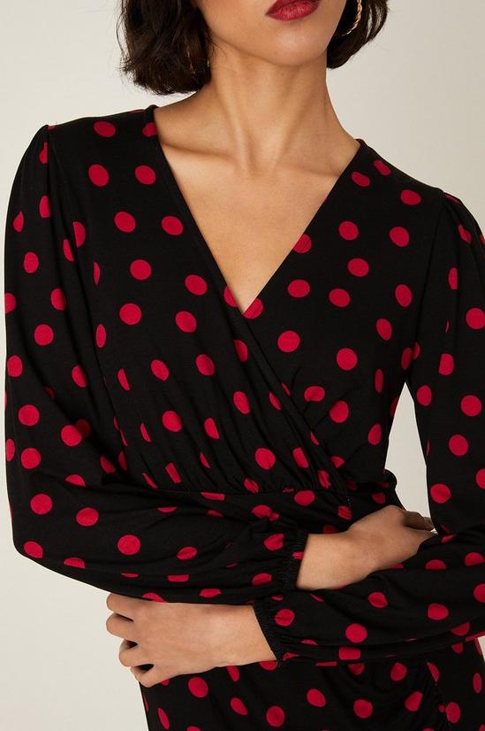 Dorothy Perkins Pink Spot Print Long Sleeve Wrap Midi Dress 4