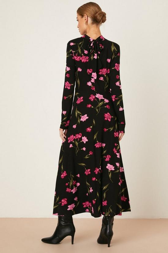 Dorothy Perkins Pink Floral Print Long Sleeve Key Hole Midi Dress 3
