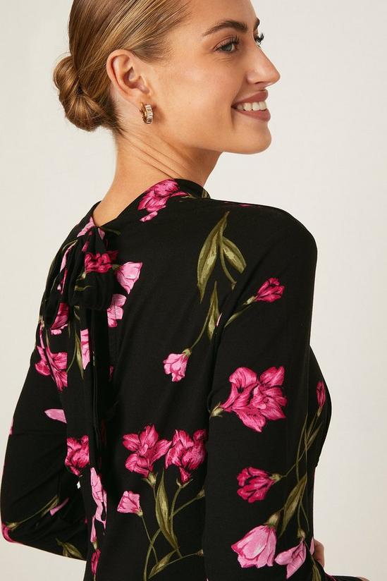 Dorothy Perkins Pink Floral Print Long Sleeve Key Hole Midi Dress 5