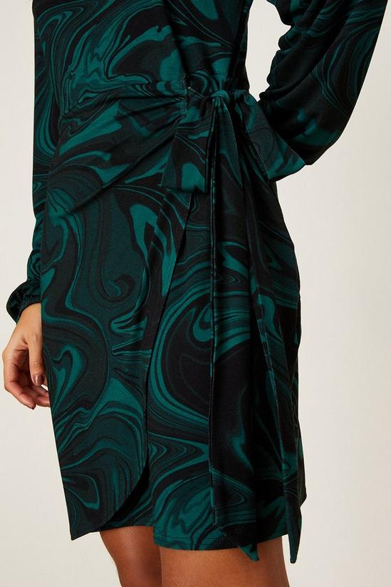 Dorothy Perkins Green Swirl Print Tie Detail Wrap Mini Dress 4