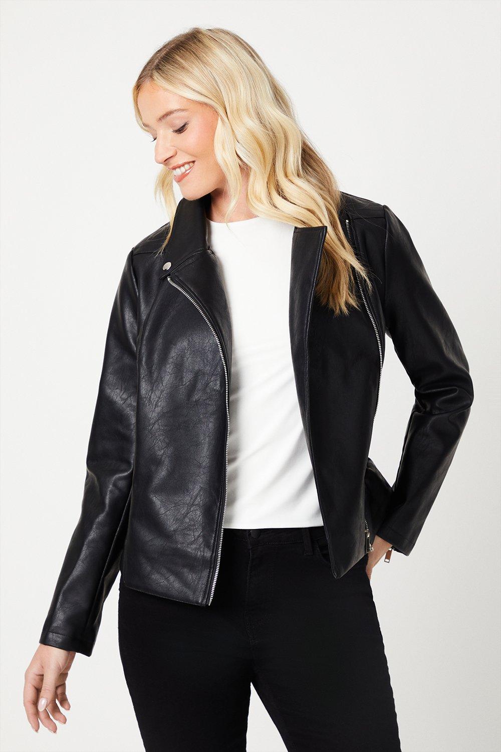 dorothy perkins collarless biker jacket