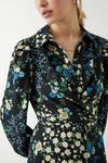 Dorothy Perkins Blue Patchwork Floral Tie Front Mini Shirt Dress thumbnail 5