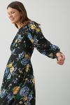 Dorothy Perkins Black Floral Shirred Cuff Midi Dress thumbnail 5