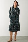 Dorothy Perkins Ditsy Floral Shirred Waist Midi Shirt Dress thumbnail 1