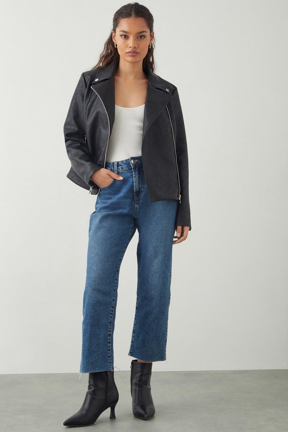 Michael kors petite leather store moto jacket