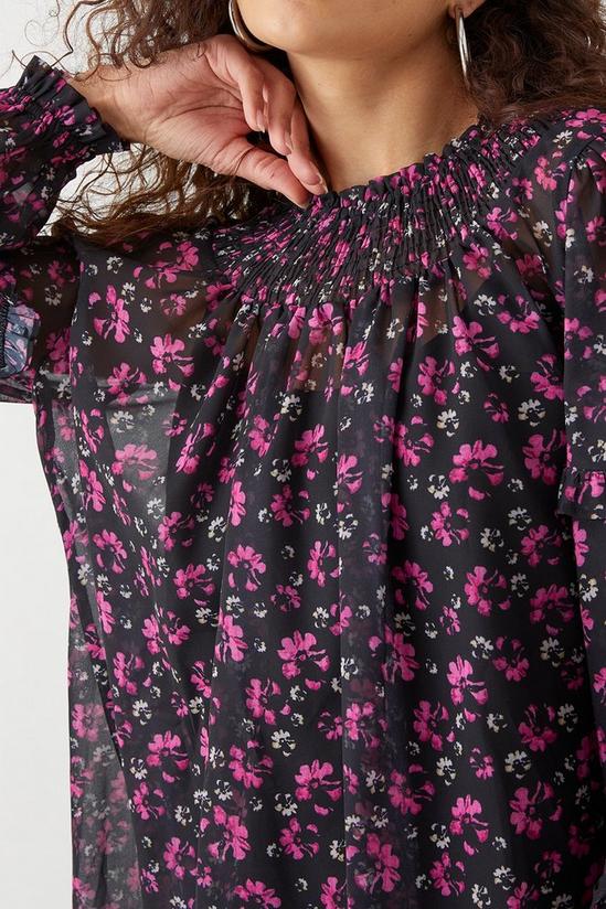 Dorothy Perkins Tall Pink Floral Shirred Yoke Blouse 4