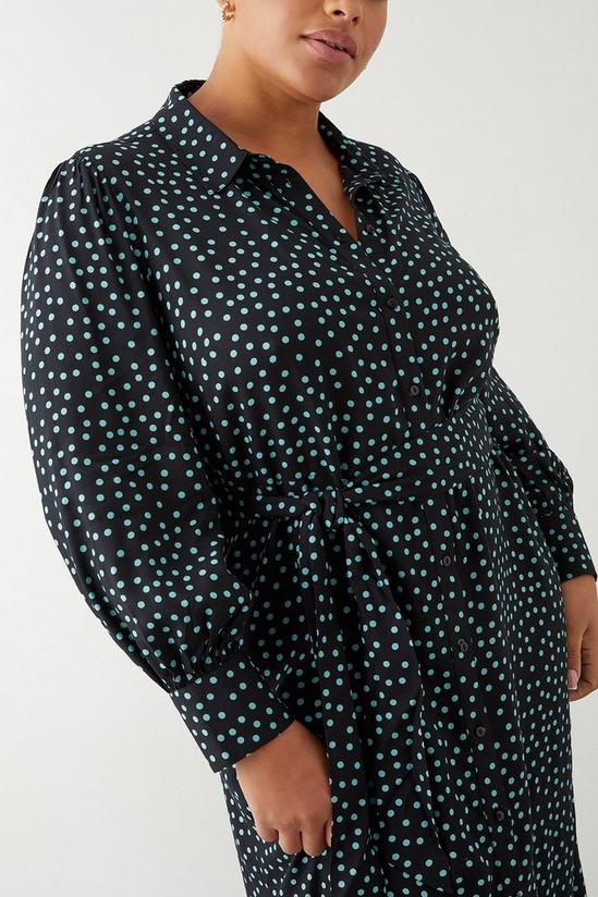 Dorothy Perkins Curve Mint Spot Long Sleeve Shirt Dress 5