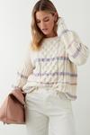 Dorothy Perkins Multi Stripe Cable Knitted Jumper thumbnail 1