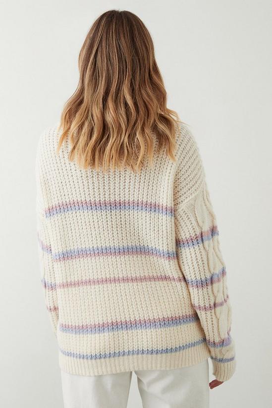 Dorothy Perkins Multi Stripe Cable Knitted Jumper 3